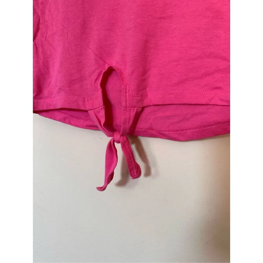 Children’s Place 2pc Outfit Girls Pink Tie Front Top with Floral Striped Shorts - Picture 6 of 8